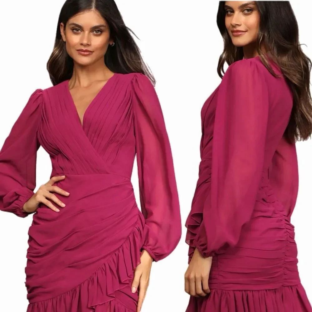 Lulus Feeling Frilly Ruffled Long Sleeve Mini Dress